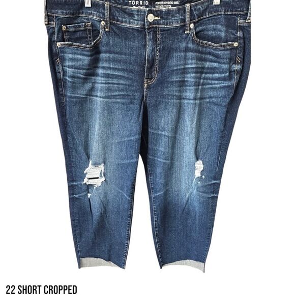 TORRID PerfectβBoyfriend Ankle Vintage Stretch distressed Mid-Rise Jeans 22 Shor - Picture 2 of 16